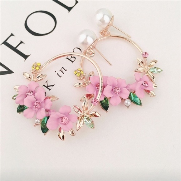 Fashion Jewelry Jewelry - NEW | Flower Hoop Dangle Earrings